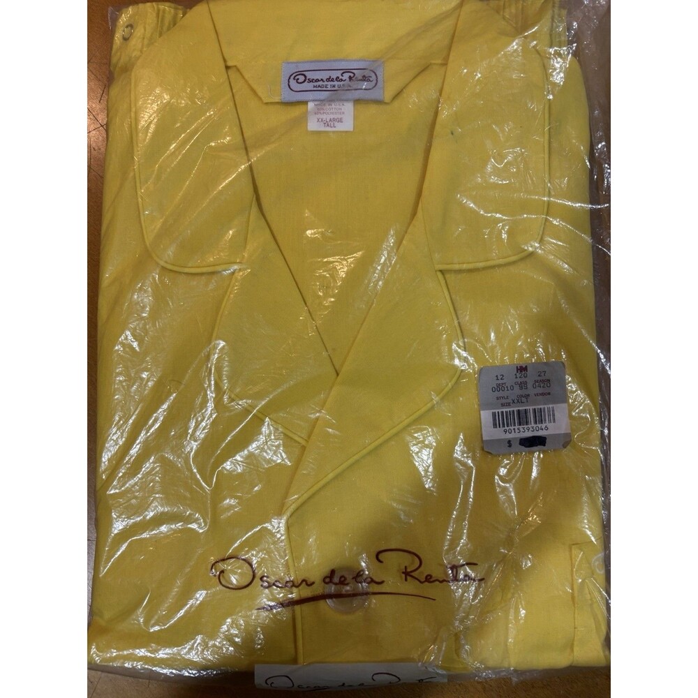 Vintage Oscar De La Renta Yellow  2-Piece Pajamas NIP 2XL Tall